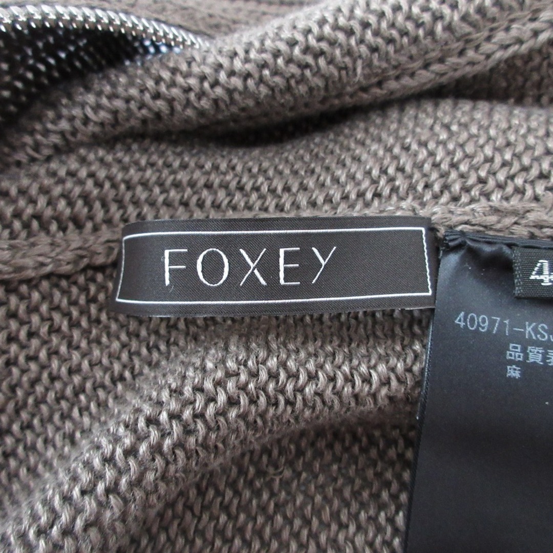FOXEY - 良品 FOXEY フォクシー Knit Parka Earth Tone リネン100
