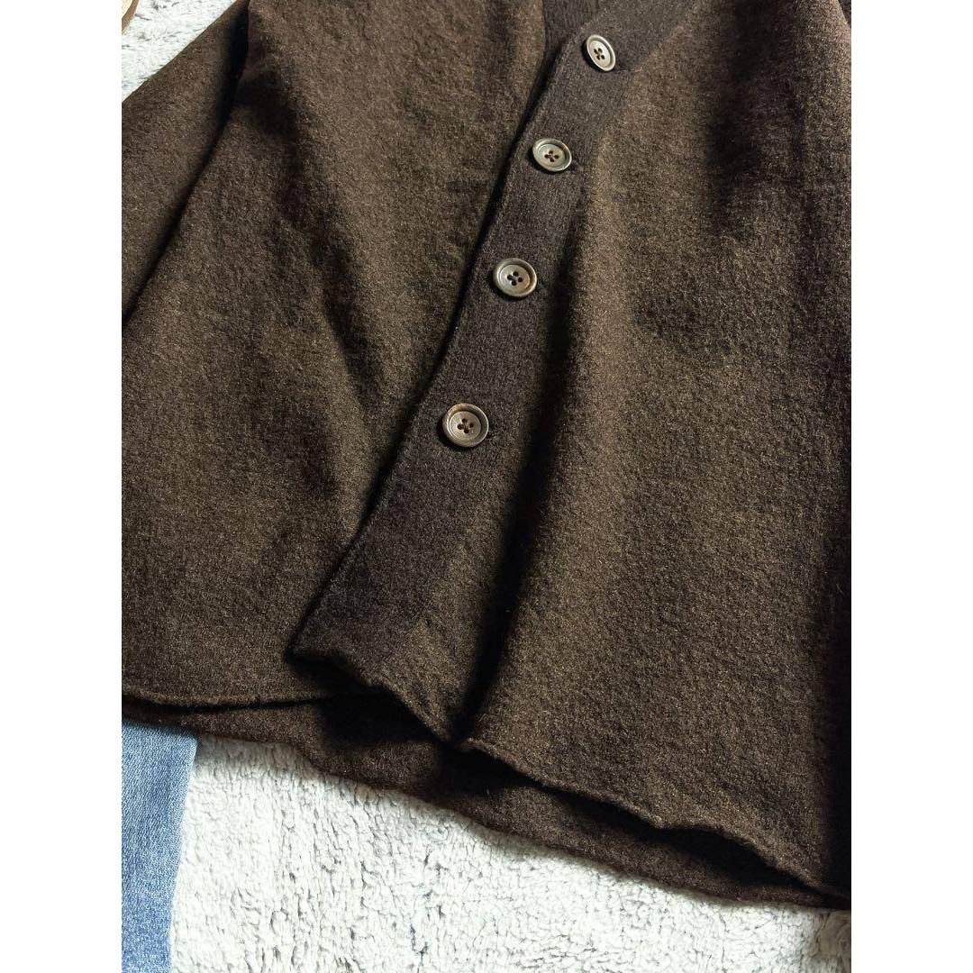 BADOU-R 】45R 縮絨ウール ニットカーディガン ブラウン 2の通販 by (R