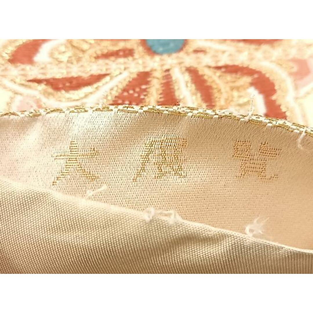 平和屋着物◎六通柄袋帯 唐織 大展覧 鼓花文 金糸 正絹 逸品