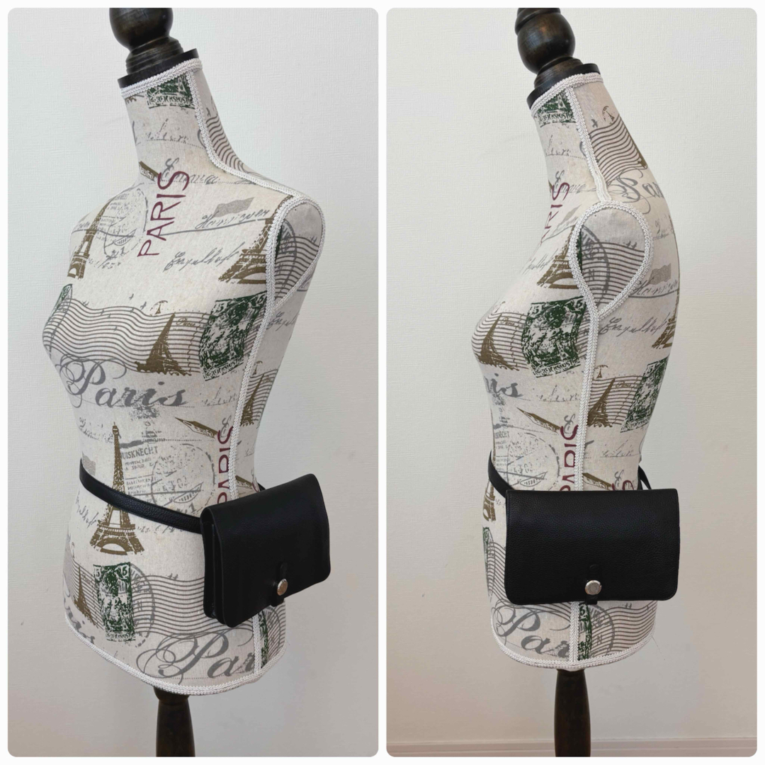 HERMES エルメス ドゴン トゴ レザー ボディバッグ ウエストポーチ 黒