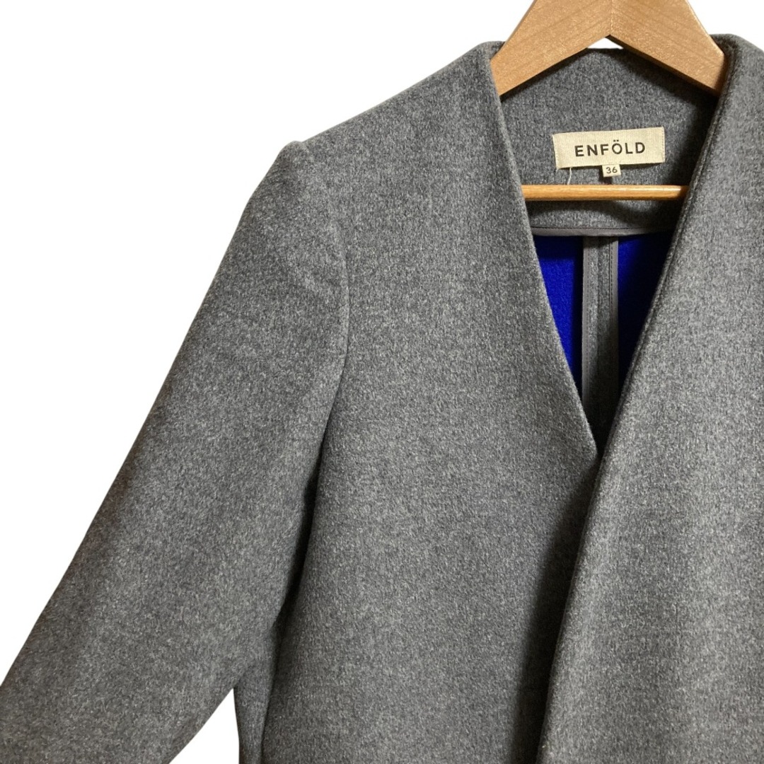 ENFOLD - 美品 ENFOLD エンフォルド ウール ノーカラーコート サイズ36