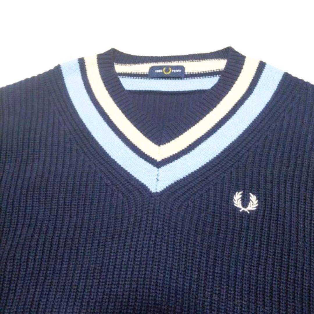 FRED PERRY × BEAMS 別注 チルデンニット M ネイビー 美品 FRED PERRY