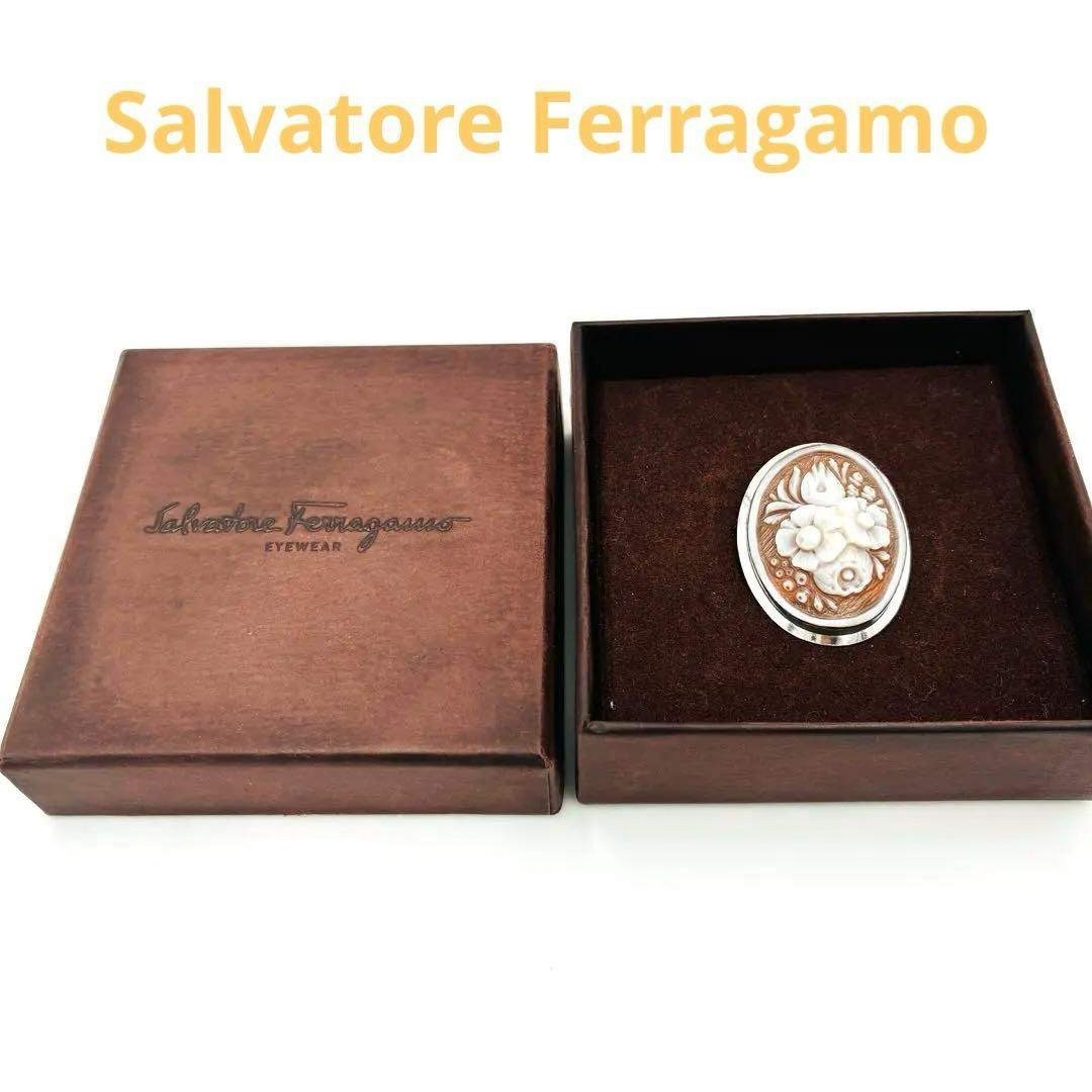 フェラガモ シェル カメオ ブローチ アンティーク ビンテージ トップ