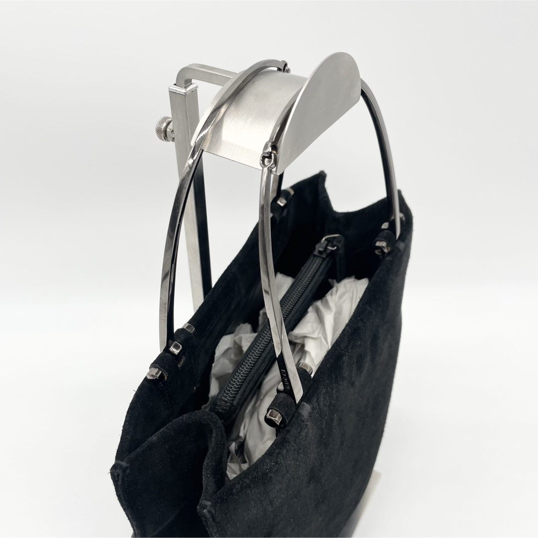 GUCCI ハンドバッグ メタルハンドル スエード レザー ブラック