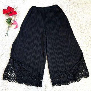 希少 極美品 プリーツプリーズ マルチカラー ワイドパンツ ガウチョ