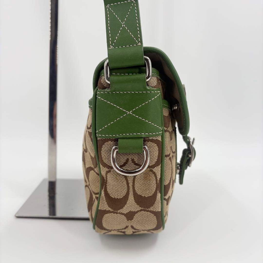 希少 美品 COACH コーチ シグネチャー ショルダーバッグ 緑 837