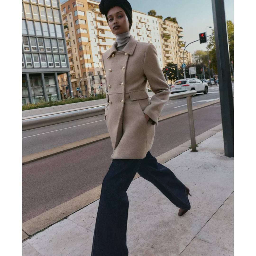 ZARA - ZARA 新品 ウール混紡ショート丈ダブルブレストコートの通販 by