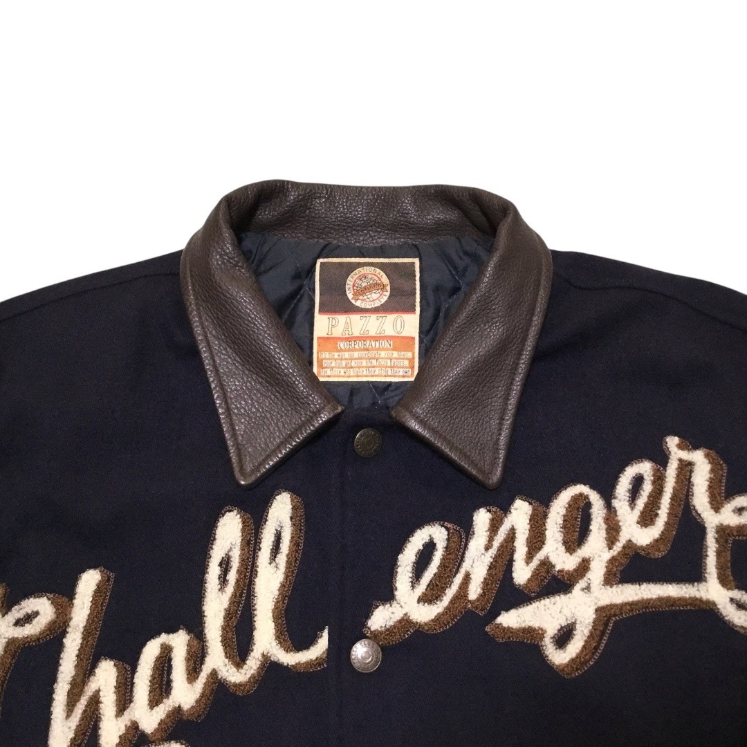 希少80s PAZZO パッゾ フルワッペン 袖レザー スタジアムジャンパー