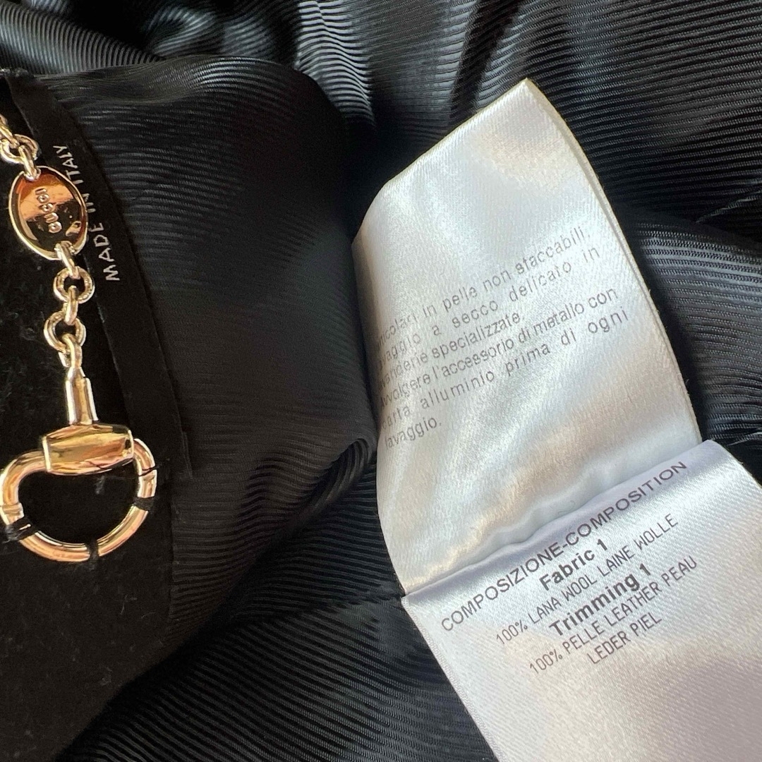 良品 GUCCI グッチ 女優襟 ラップ コート レザートリミング ベルト付