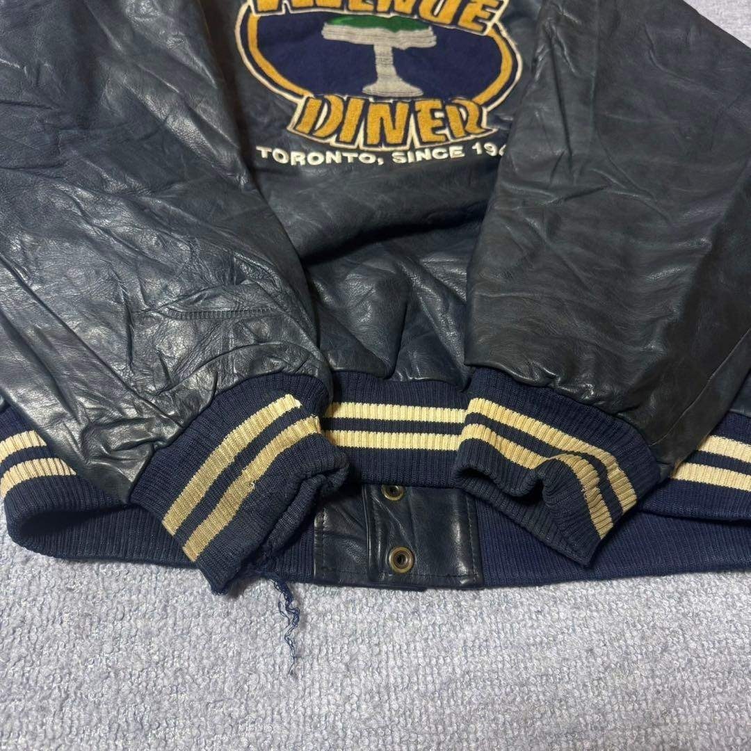 90s ルーツ オールレザー スタジャン バックロゴ ワッペン ダイナー