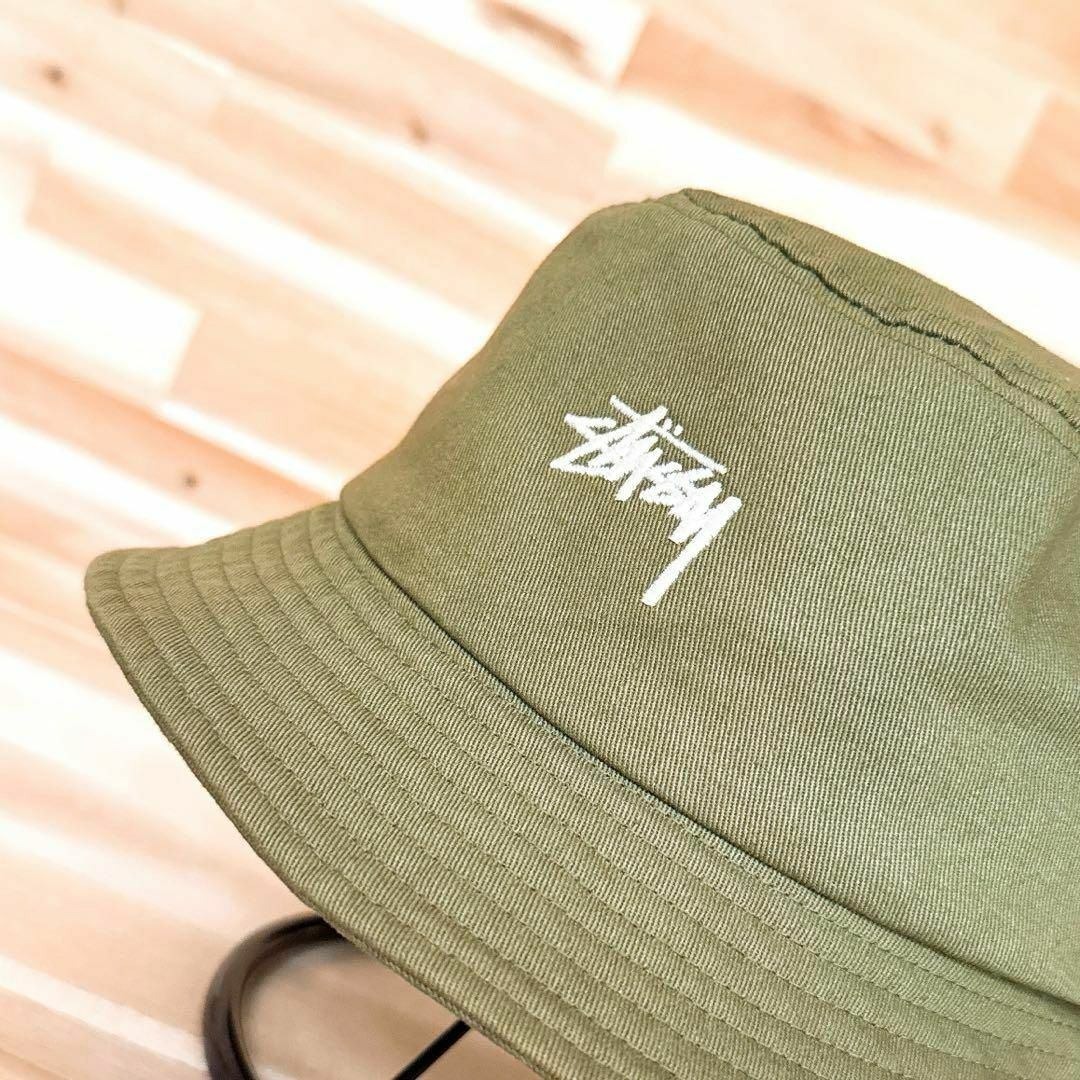 STUSSY - 廃番【ステューシー】ホワイト サイン ロゴ バケットハット