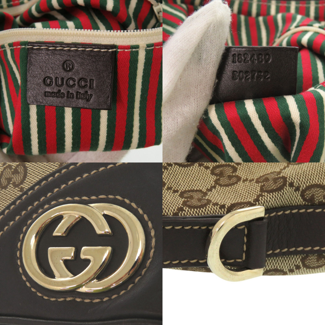GUCCI - 美品 グッチ 182489 ゴールド金具 GGキャンバス レザー