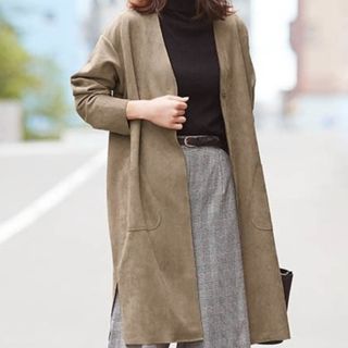 アプントビー apuntob コットン ノーカラーコート XS/ネイビー