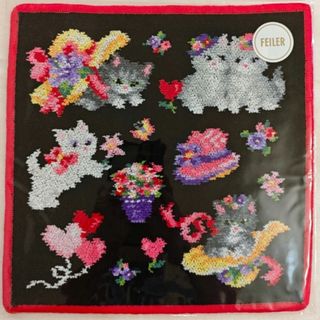 近沢レース☆シーズンタオルハンカチ☆猫に小判・イエローの通販 by