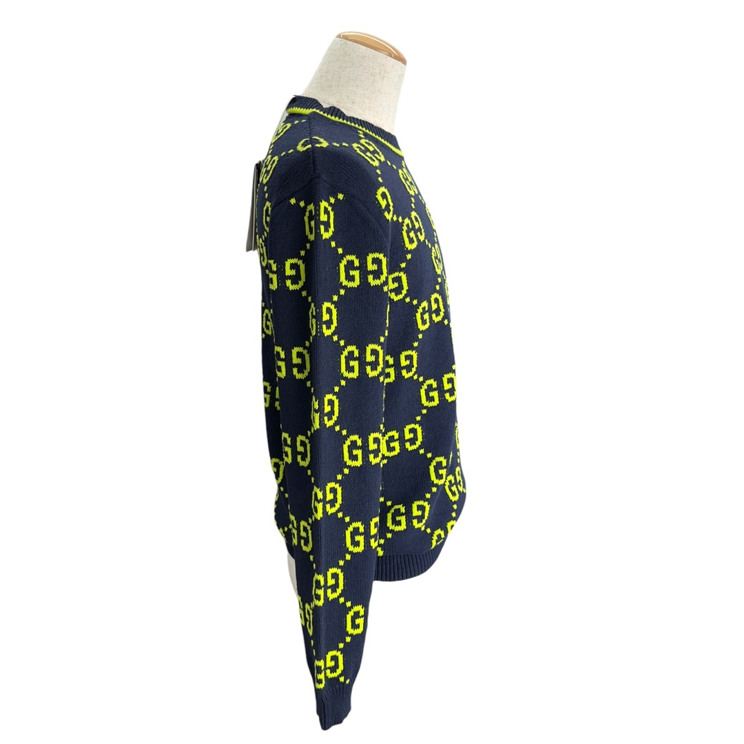 GUCCI - グッチ GUCCI GG総柄ニットセーター 791043 ネイビー コットン