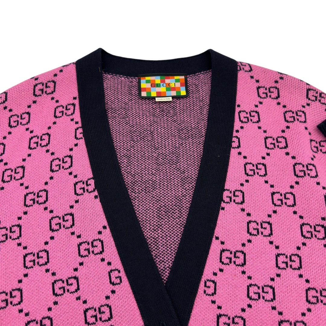 GUCCI - グッチ GUCCI GG総柄ニットカーディガン 662036 ピンク ウール