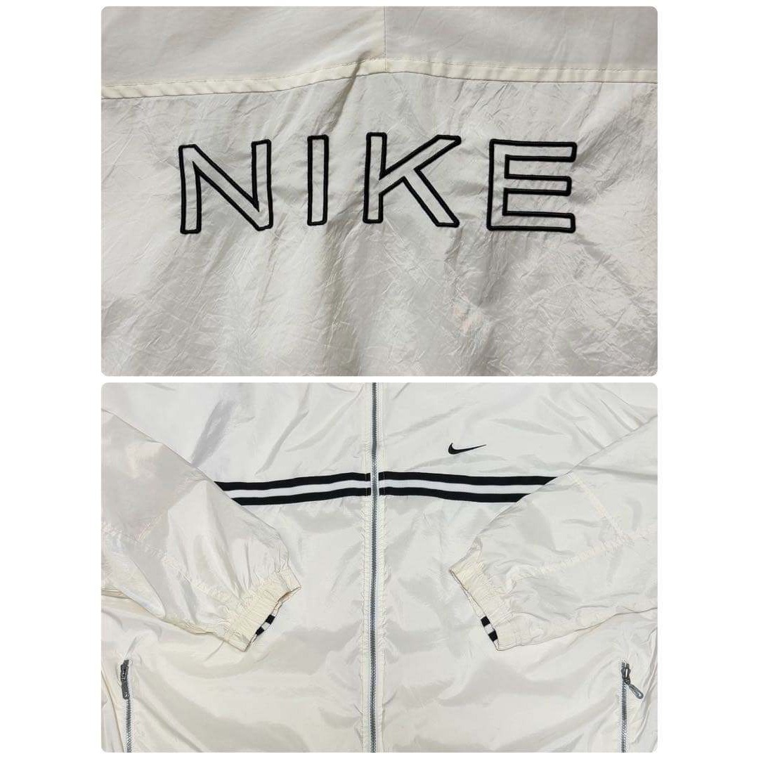 NIKE - NIKE ナイキ 銀タグ 90s ナイロンジャケット 刺繍ロゴ 白 XXLの