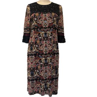 René - 美品✨ルネ Rene 襟付き フレア 5分袖 ワンピース Aライン