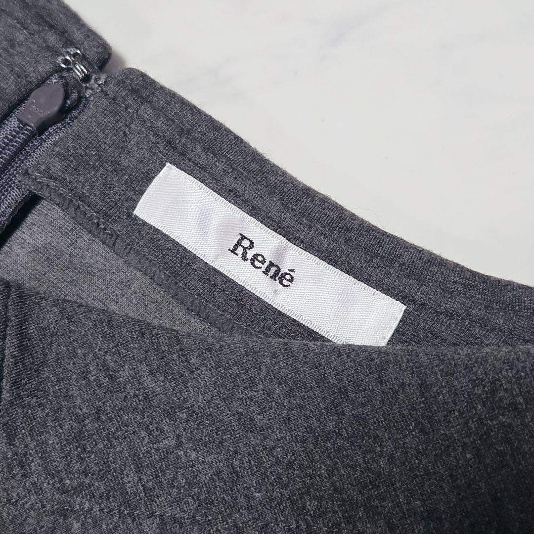 René - 美品✨ルネ Rene 襟付き フレア 5分袖 ワンピース Aライン