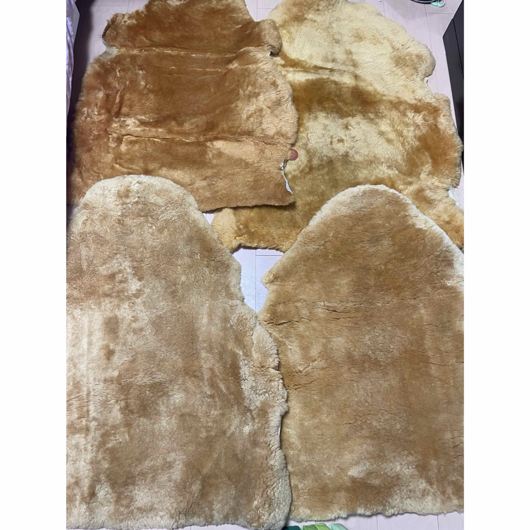 ムートン ラグ 日本ムートン 4枚セット 冬キャンプ