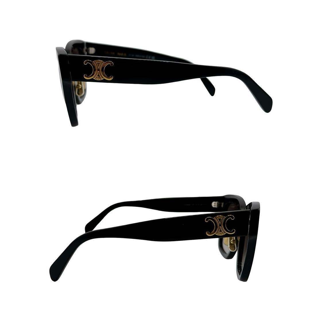ケース付】セリーヌ サングラス トリンオフ ロゴ ゴールド金具 ブラック 黒