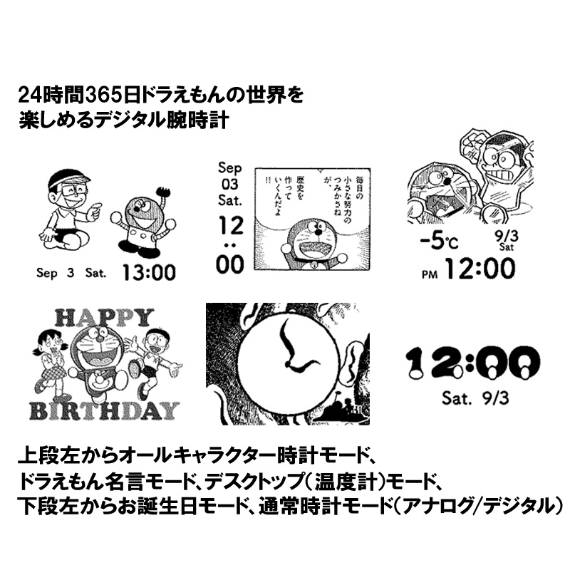 スマートキャンバス デジタル腕時計 B:ひみつ道具モノグラム柄