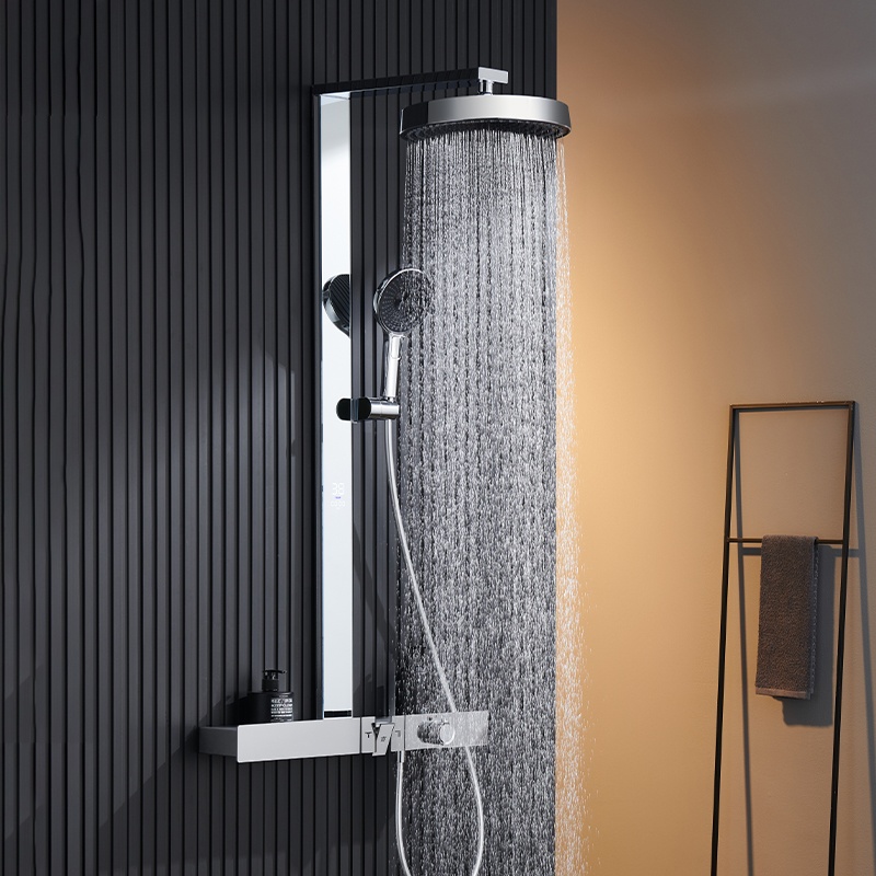 シャワー水栓 サーモスタット混合栓 シャワーバー ヘッド+ハンド+蛇口