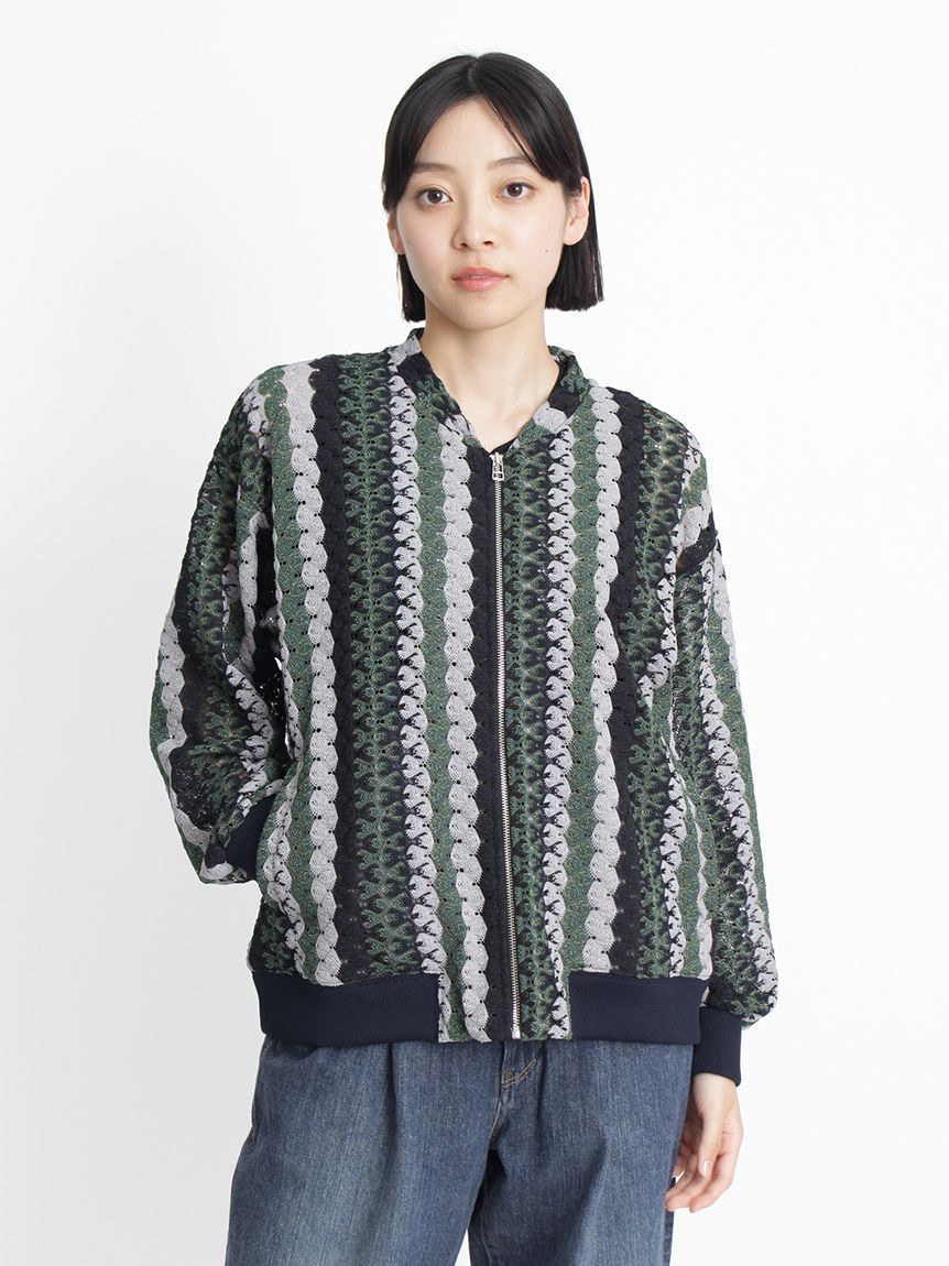 ラメバルファスレースジップアップブルゾン（ブルゾン）｜H.A.K（ハク