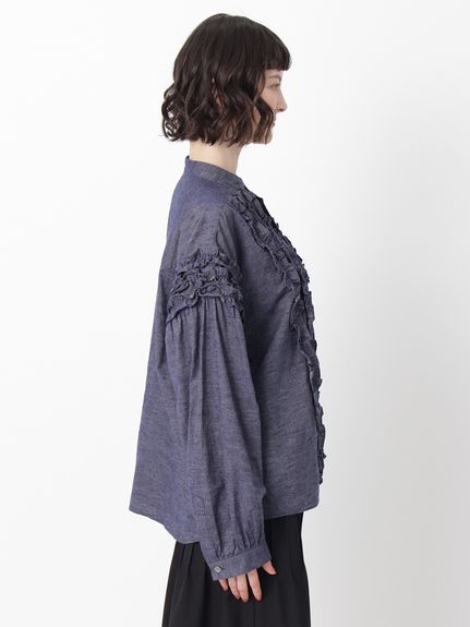 ブラッシュドツイル フリルブラウス（ブラウス）｜H.A.K（ハク