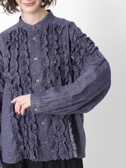 ブラッシュドツイル フリルブラウス（ブラウス）｜H.A.K（ハク