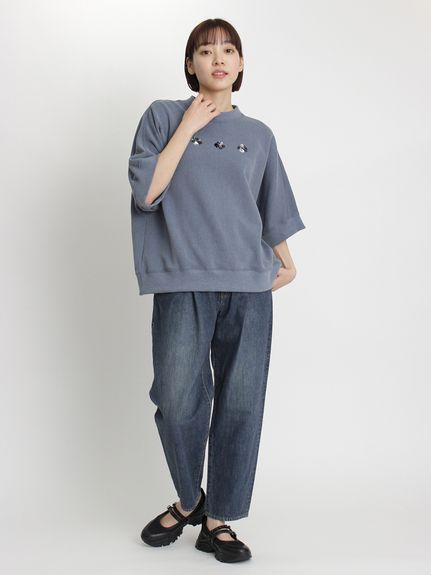 ビジューモチーフ ピグメント裏毛ドルマンスリーブ（スウェット