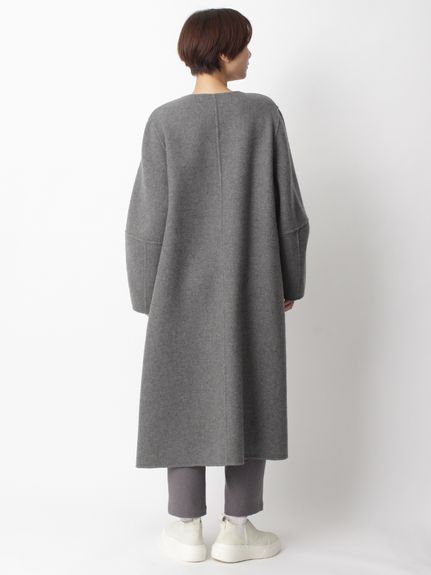 Vert メリノ配色リバー コクーンスリーブコート(リバーシブル)（ウール