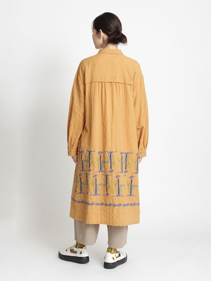 SUPER HAKKA×椎木彩子 「Plants Rhythm」刺繍シャツワンピース(前開き