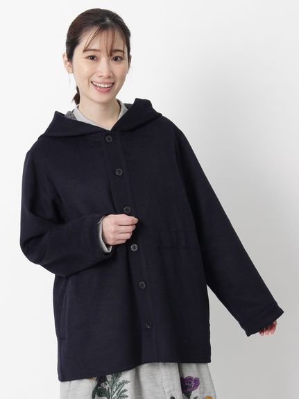 ウールレーヨンダブルフェイスフーディコート（ウールコート）｜SUPER