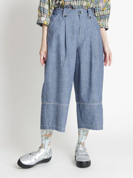 大きいサイズ][15号 19号 ]スラブダンガリーコクーンパンツ（ワイド