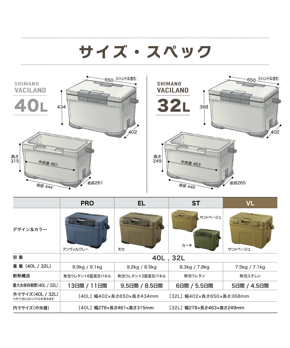 クーラーボックスヴァシランド VL VACILAND VL 32L サンドベージュNX