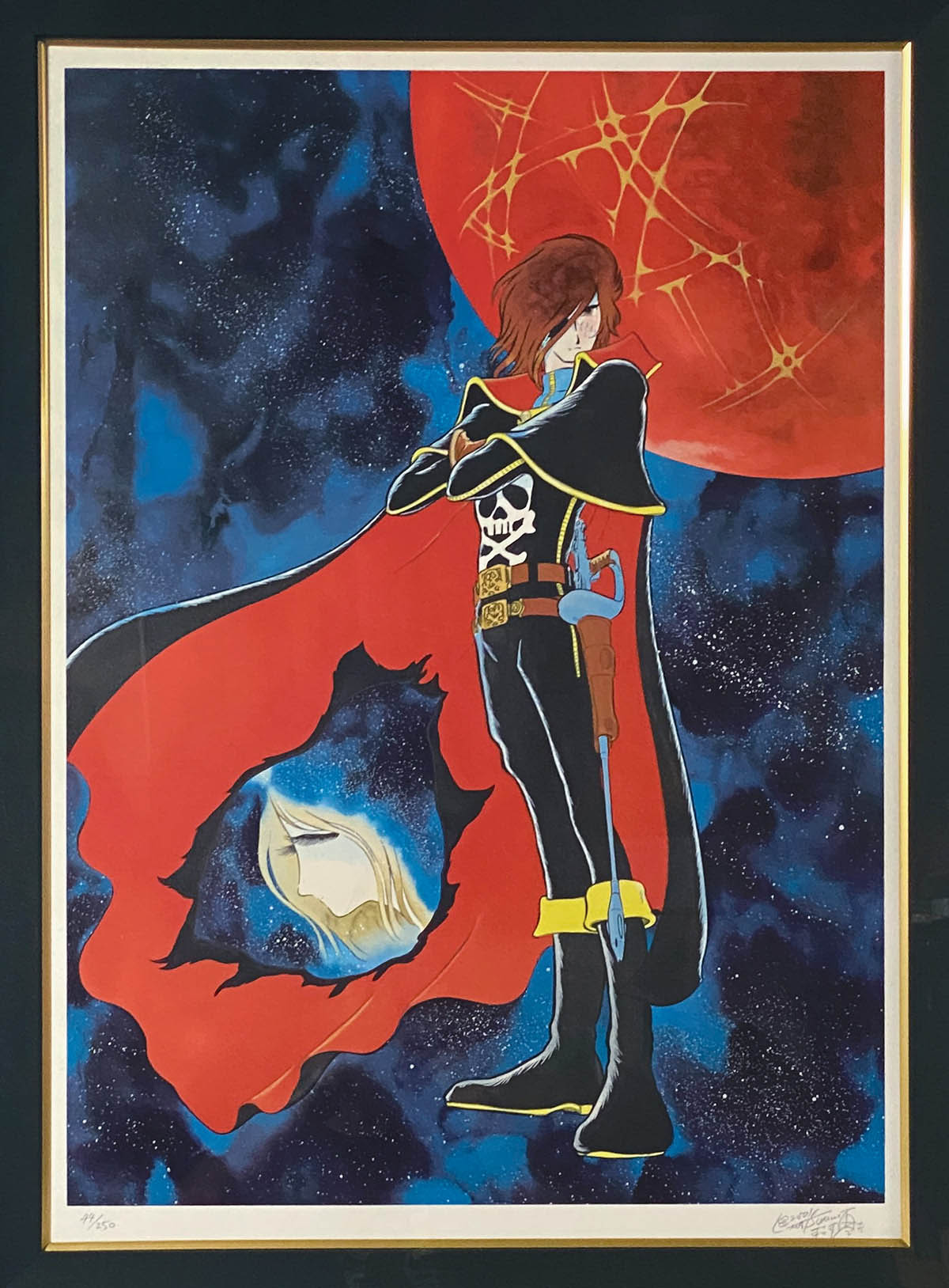 2844] 松本零士 直筆サイン入りシルクスクリーン「宇宙海賊キャプテン