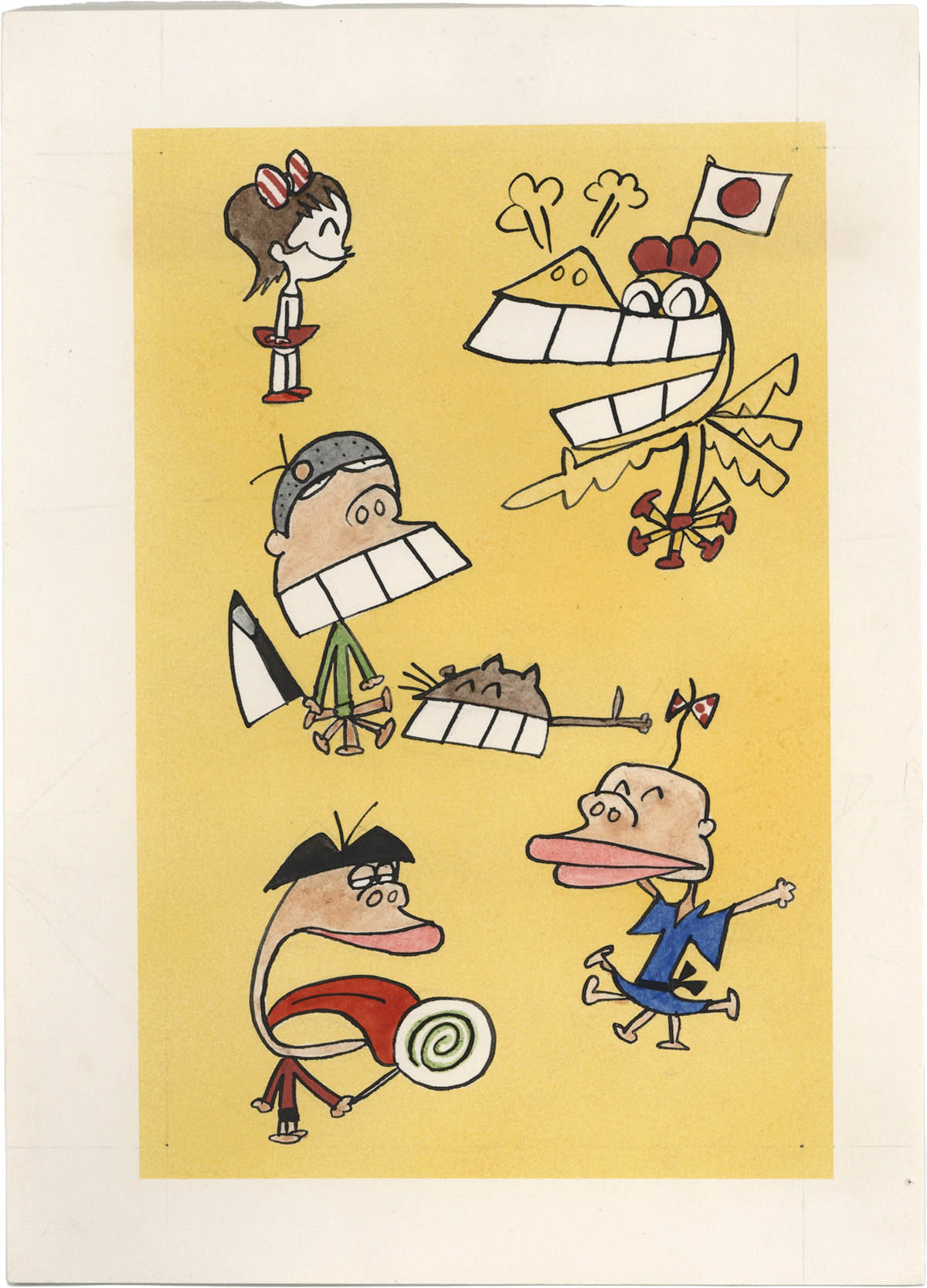 5048] 谷岡ヤスジ 直筆カラーイラスト「ヤスジのメッタメッタガキ道講座」