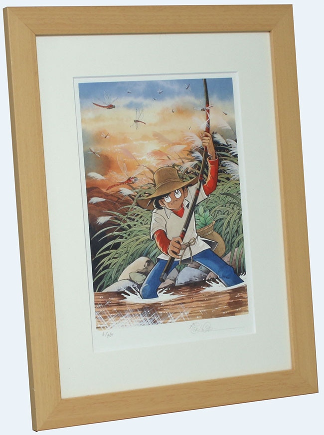 希少！矢口高雄 直筆「西寒山白鷺飛」水墨画 釣りキチ三平 北九州40