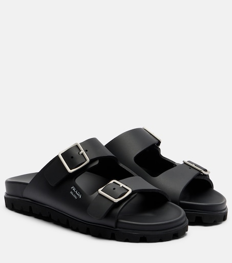 Logo sandals in black - Prada | Mytheresa