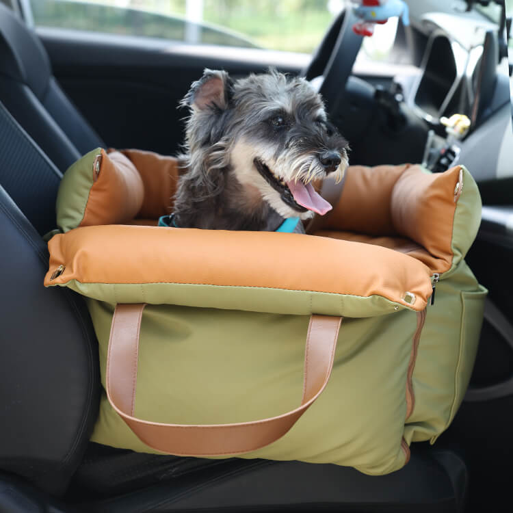 ペット用ドライブベッド 洗えるレザー防水防傷 厚手15cmクッション