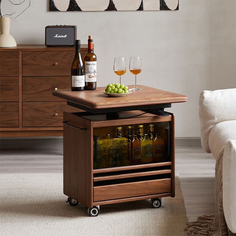 Woody Prime Walnut 拡張回転式キャリーサイドテーブル | 柔軟な可動で