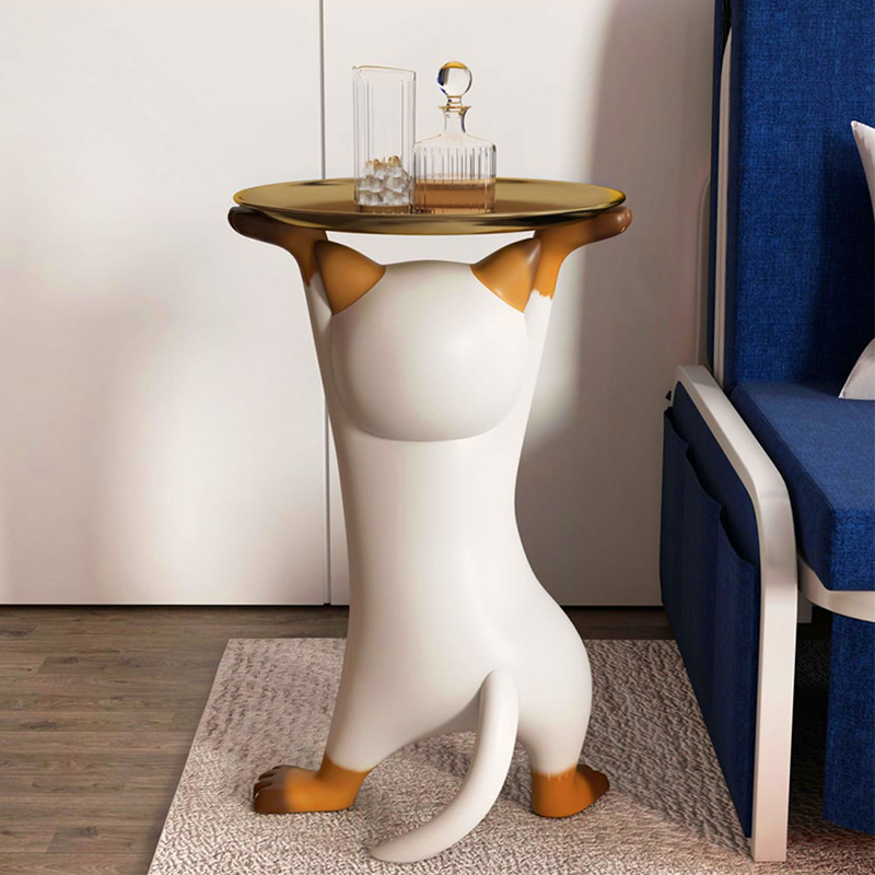 キャットデザインサイドテーブル | 愛らしい猫モチーフが映える