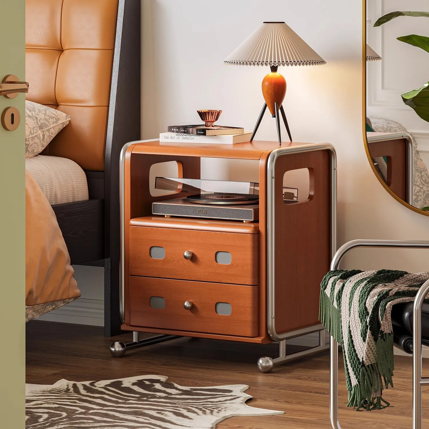 ヴィンテージ風ベッドサイドテーブル | 小ぶりでも存在感、懐かしさ