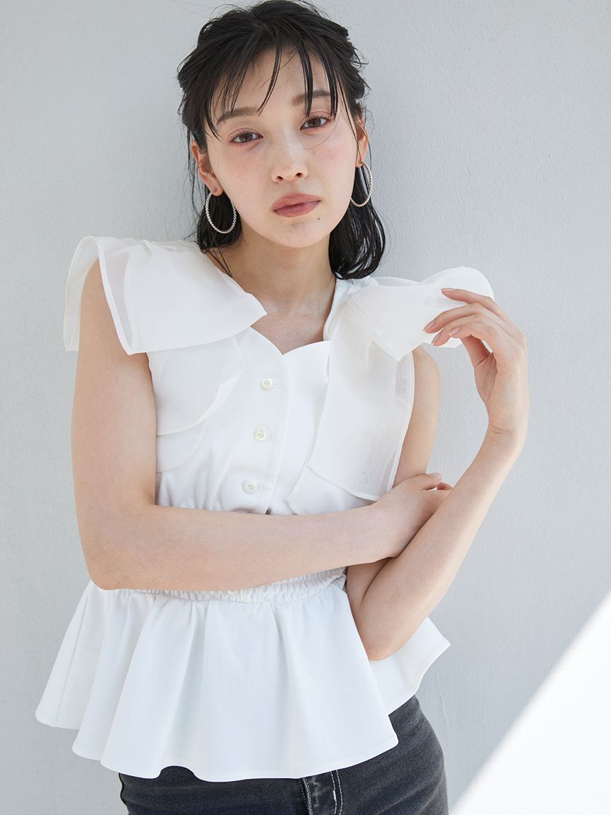 ウエストシャーリングリボンカットプルオーバー(Tシャツ・カットソー