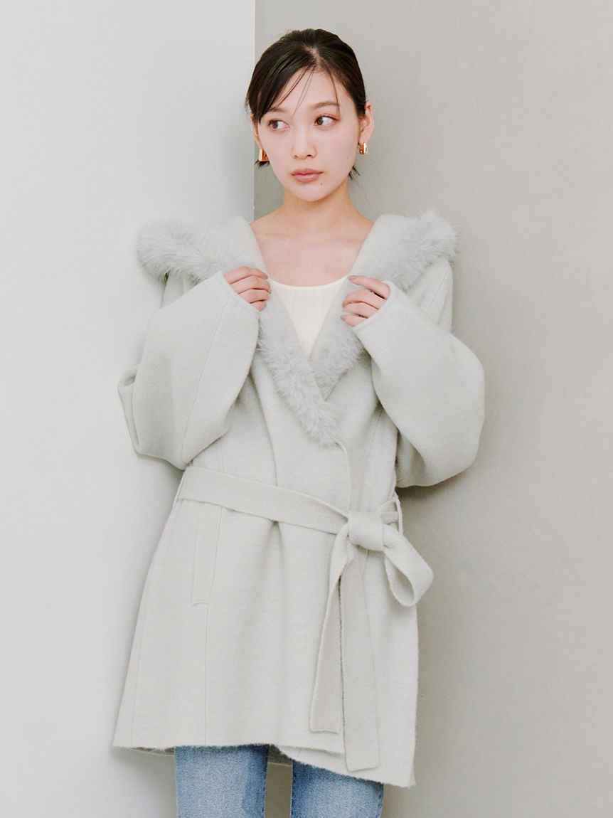 ファーフードニットコート(コート)｜アウター｜SNIDEL(スナイデル)の