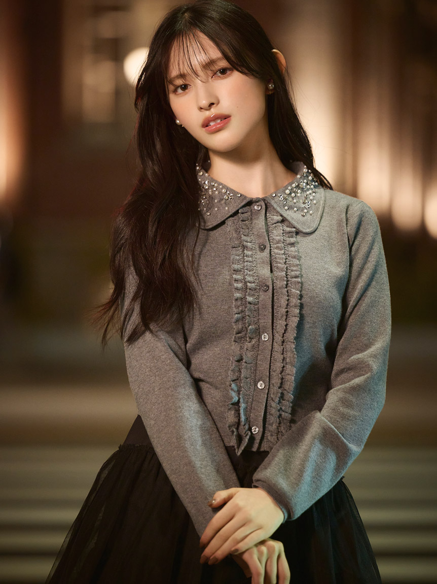 WEB限定】ビジューカラーニットカーディガン(カーディガン)｜トップス