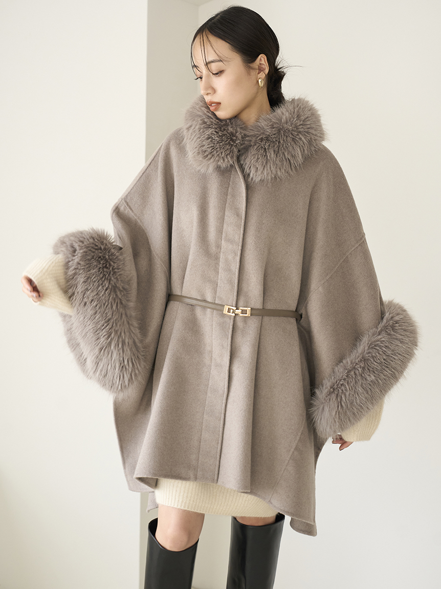 ファー付きミドルケープコート(コート)｜アウター｜SNIDEL(スナイデル