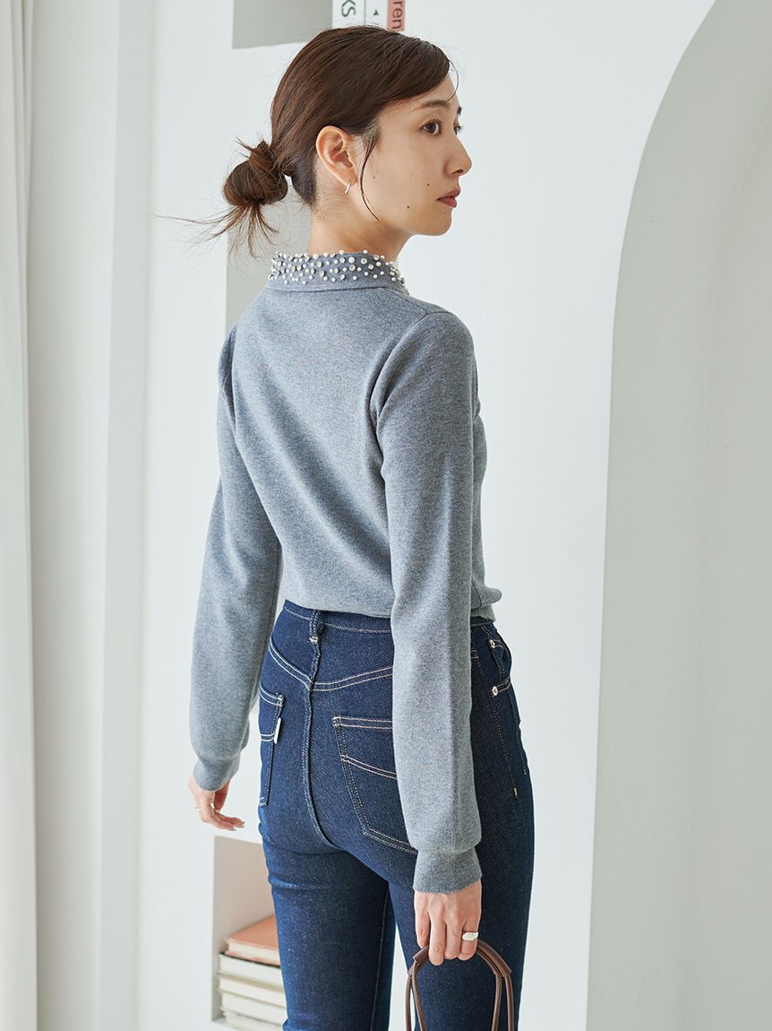 WEB限定】ビジューカラーニットカーディガン(カーディガン)｜トップス