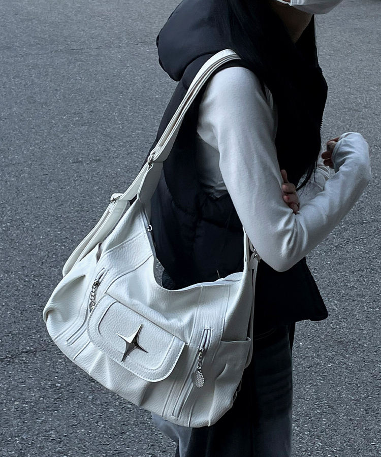 ホワイトレザー2WAYクロスショルダーバッグ｜バッグ｜韓国ファッション